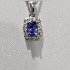 Natural Tanzanite, Emerald Cut Pendant Necklace
